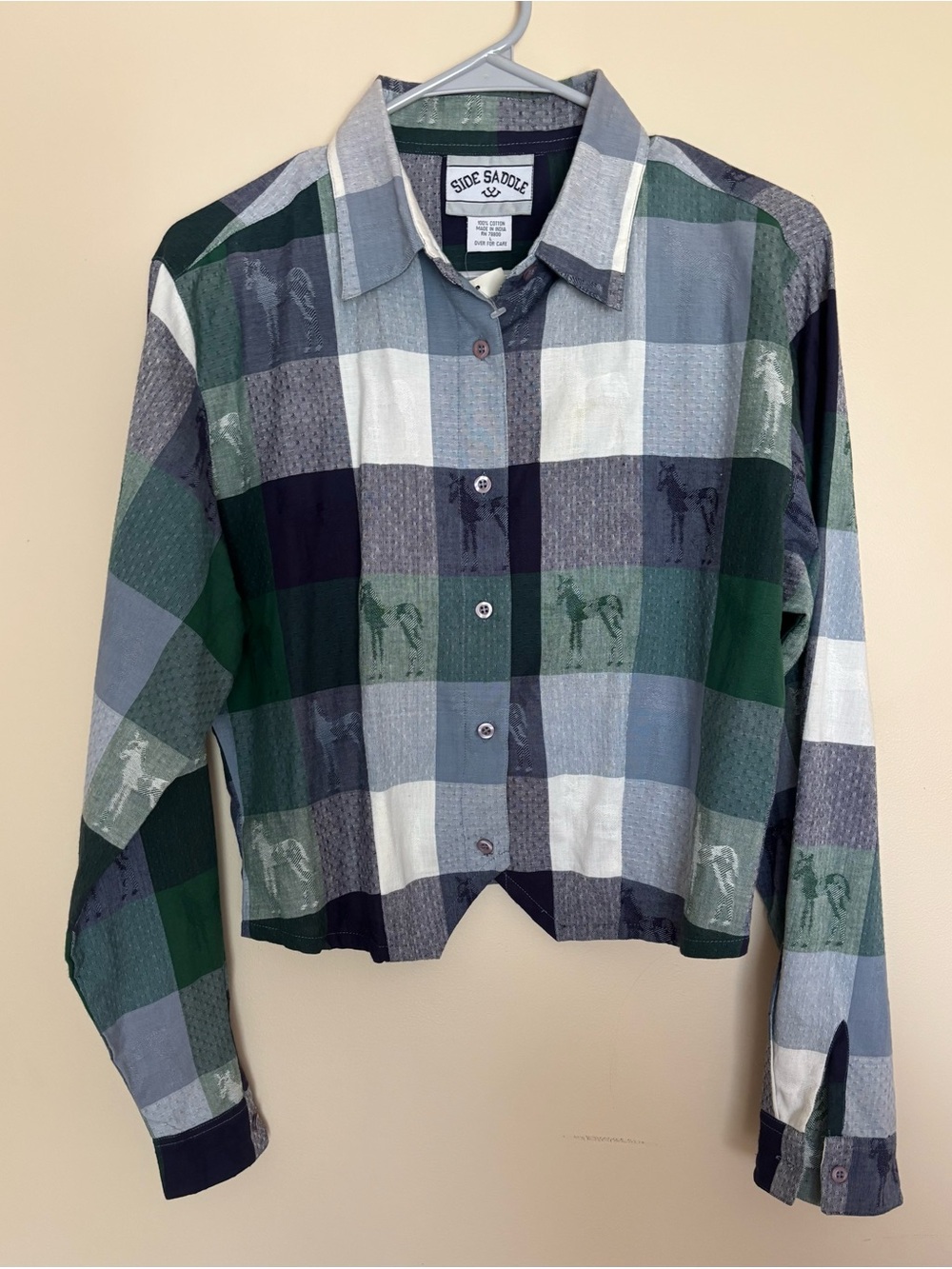 Green and Blue Plaid Button-Down Shirt